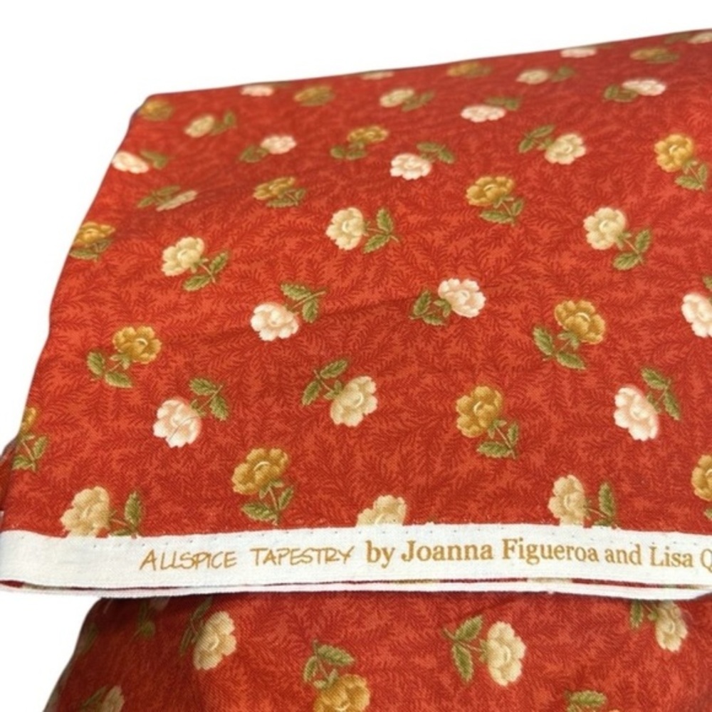 Floral Red Fabric Calico Allspice Tapestry Cotton